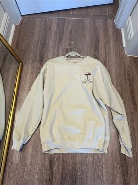 Tan embroidered ‘tini time' Graphic Crewneck Sweatshirt